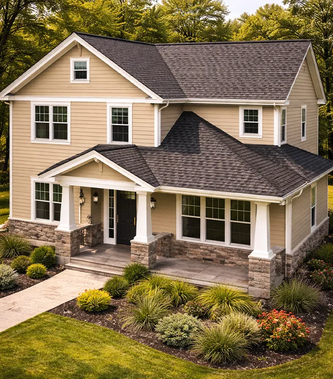 Home with well-maintained roof and landscaping - Roofing Contractor