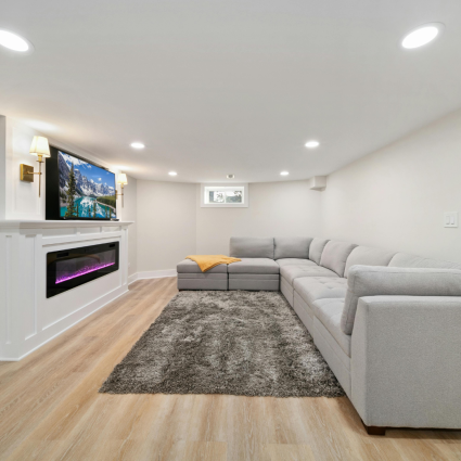 A spacious finished basement